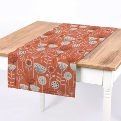 SCHÖNER LEBEN. Tischläufer Fryett`s Halbpanama Blumen abstrakt orange 40x160cm