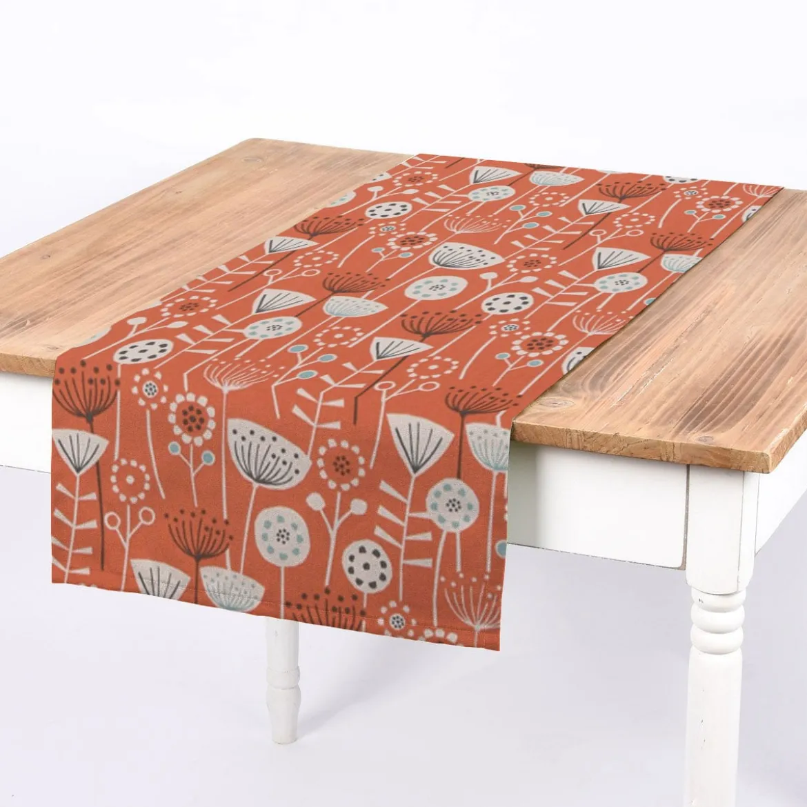 SCHÖNER LEBEN. Tischläufer Fryett`s Halbpanama Blumen abstrakt orange 40x160cm