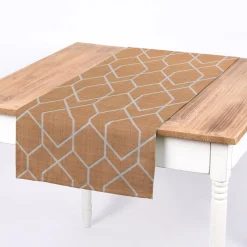 SCHÖNER LEBEN. Tischläufer Geometrie Sechseck gelb beige 40x160cm