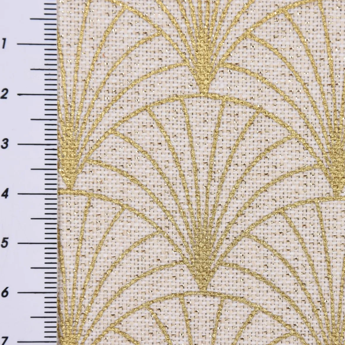 SCHÖNER LEBEN. Tischläufer Glamour Schuppen Fächer creme goldfarbig 40x160cm