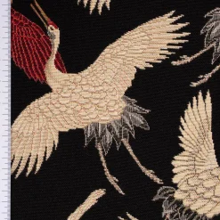 SCHÖNER LEBEN. Tischläufer Gobelin Cranebird Paradise Kraniche schwarz beige rot 40x160cm