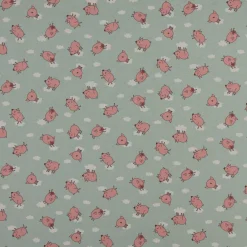 SCHÖNER LEBEN. Tischläufer Halbpanama Flying Pigs Schweinchen Wolken mint rosa weiß 40x160cm