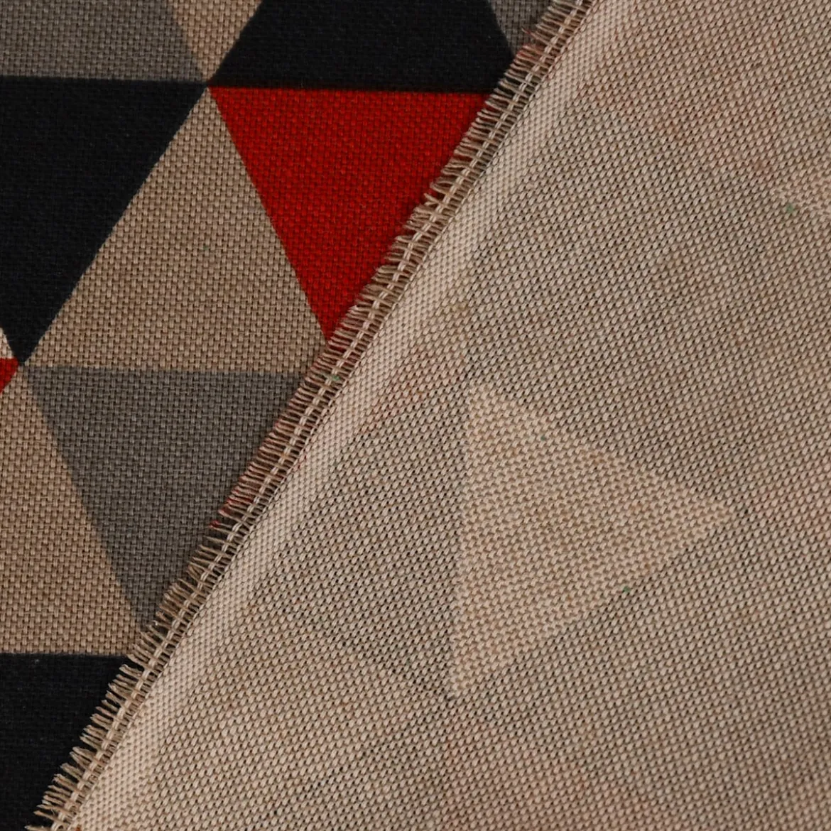 SCHÖNER LEBEN. Tischläufer Halbpanama Leinenlook Dreiecke rot schwarz 40x160cm