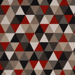 SCHÖNER LEBEN. Tischläufer Halbpanama Leinenlook Dreiecke rot schwarz 40x160cm