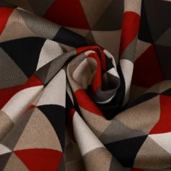 SCHÖNER LEBEN. Tischläufer Halbpanama Leinenlook Dreiecke rot schwarz 40x160cm