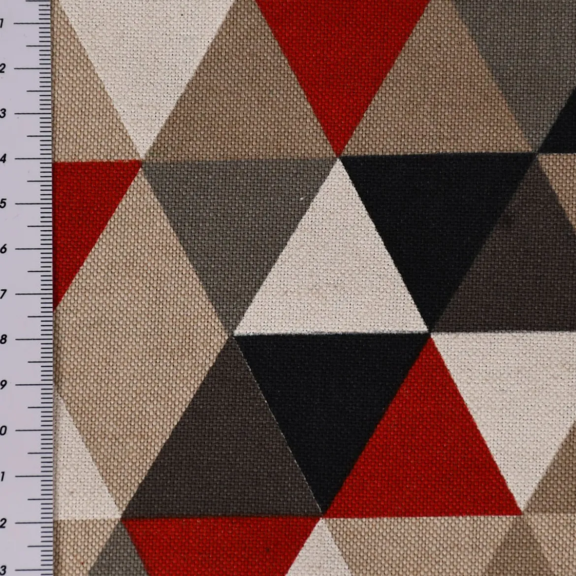 SCHÖNER LEBEN. Tischläufer Halbpanama Leinenlook Dreiecke rot schwarz 40x160cm