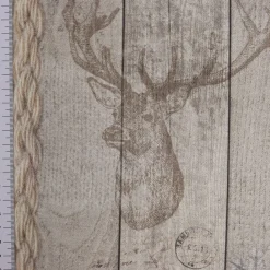 SCHÖNER LEBEN. Tischläufer Holz Latten Hirschkopf natur braun 40x160cm