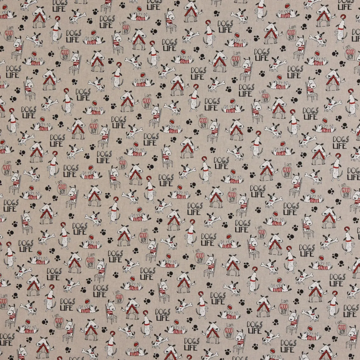 SCHÖNER LEBEN. Tischläufer Hunde Dackel Dogs Life natur weiß rot 40x160cm