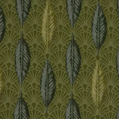 SCHÖNER LEBEN. Tischläufer Jacquard Art Déco Blätter Fächer grün dunkle Seite 40x160cm