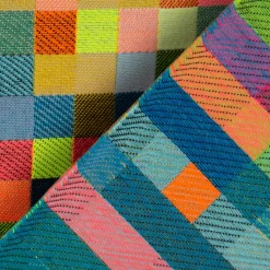 SCHÖNER LEBEN. Tischläufer Jacquard Kästchen Pixel Neon Farben bunt 40x160cm