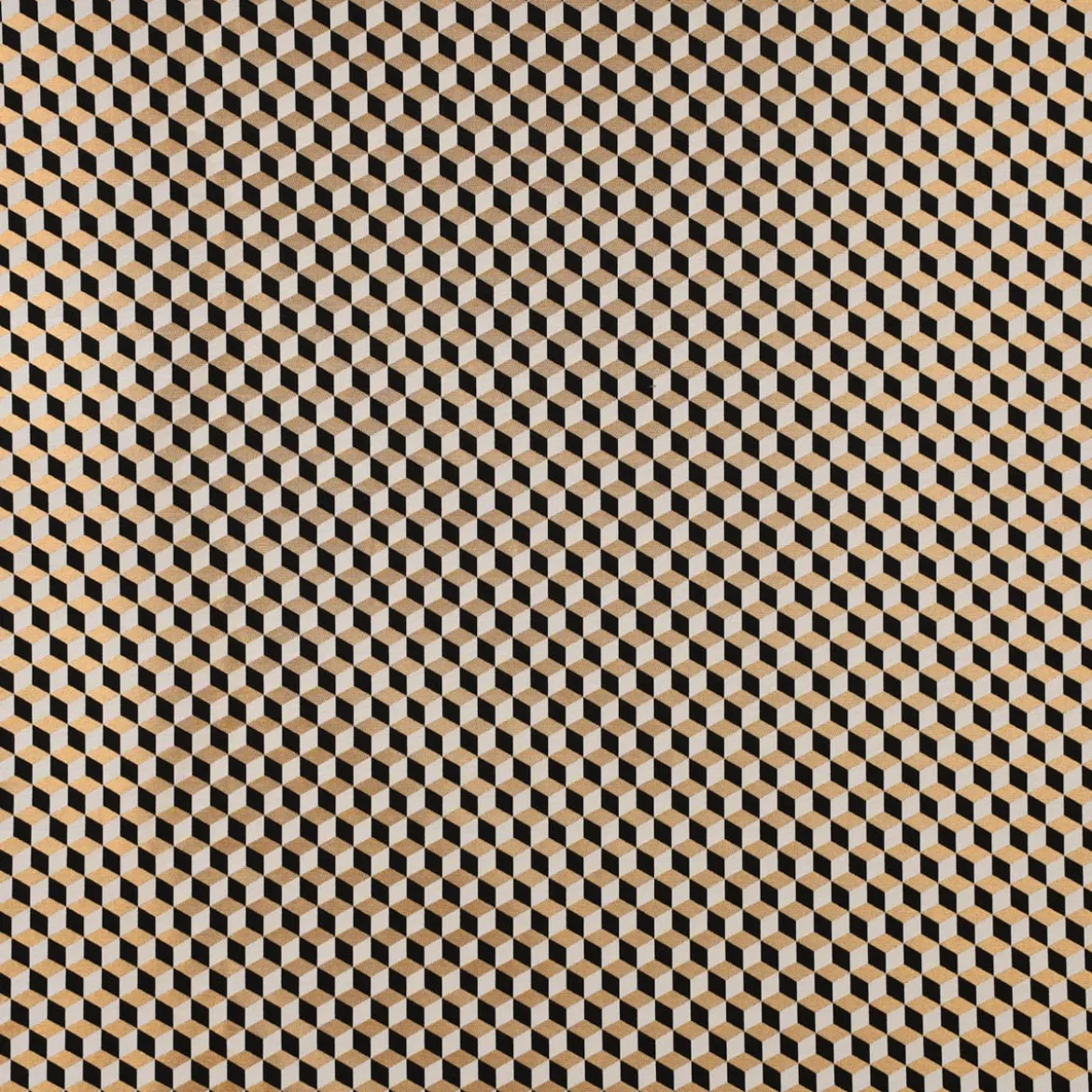 SCHÖNER LEBEN. Tischläufer Jacquard Metallic Cube Geometric Luxury 3D Würfel schwarz gold ecru 40x160cm