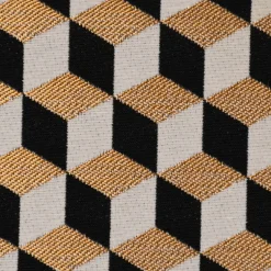 SCHÖNER LEBEN. Tischläufer Jacquard Metallic Cube Geometric Luxury 3D Würfel schwarz gold ecru 40x160cm