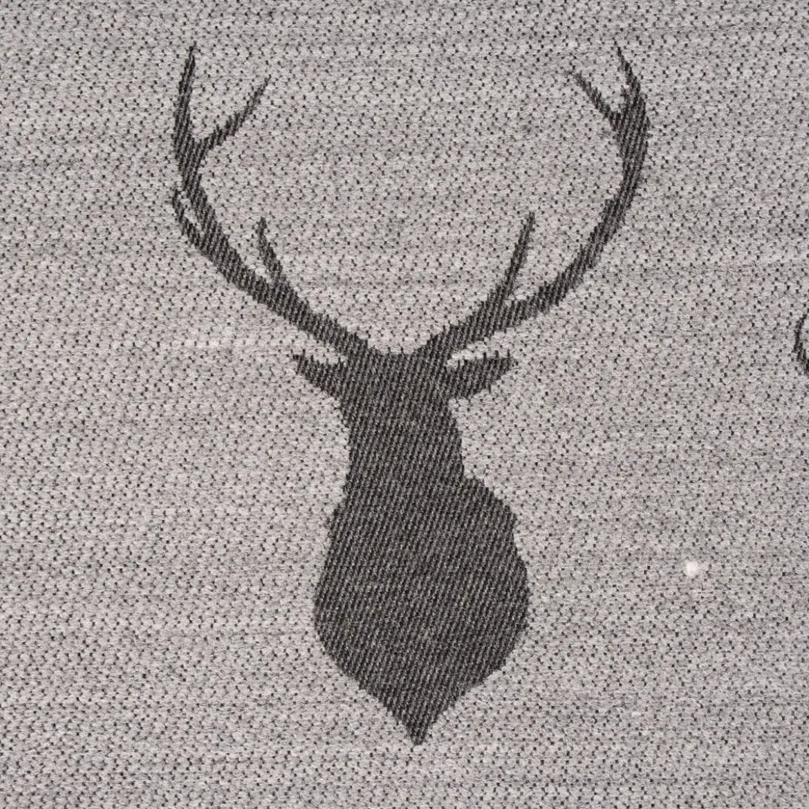 SCHÖNER LEBEN. Tischläufer Jacquard Cosy mit Hirschen grau dunkelgrau 40x160cm