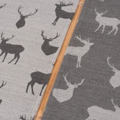 SCHÖNER LEBEN. Tischläufer Jacquard Cosy mit Hirschen dunkelgrau grau 40x160cm
