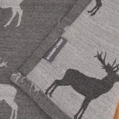 SCHÖNER LEBEN. Tischläufer Jacquard Cosy mit Hirschen dunkelgrau grau 40x160cm