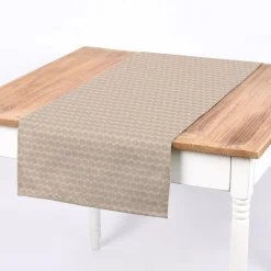 SCHÖNER LEBEN. Tischläufer Jacquard Punkte beige dunkelbeige 40x160cm