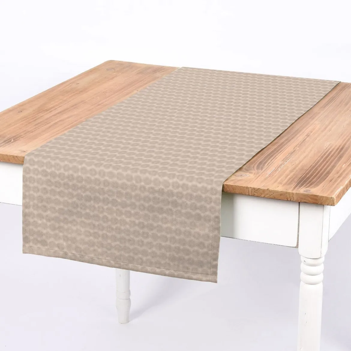 SCHÖNER LEBEN. Tischläufer Jacquard Punkte beige dunkelbeige 40x160cm