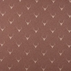 SCHÖNER LEBEN. Tischläufer Jacquard Hirschkopf mit Geweih rotbraun beige 40x160cm