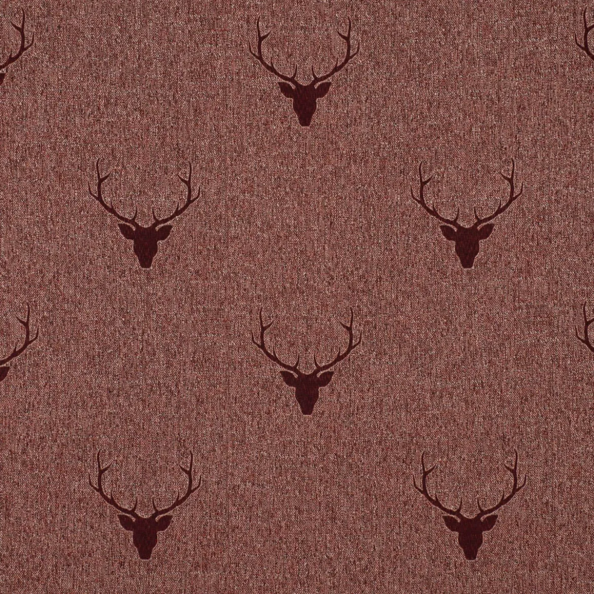 SCHÖNER LEBEN. Tischläufer Jacquard Hirschkopf mit Geweih rotbraun dunkelrot 40x160cm