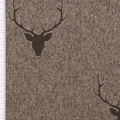 SCHÖNER LEBEN. Tischläufer Jacquard Hirschkopf mit Geweih braun dunkelbraun 40x160cm