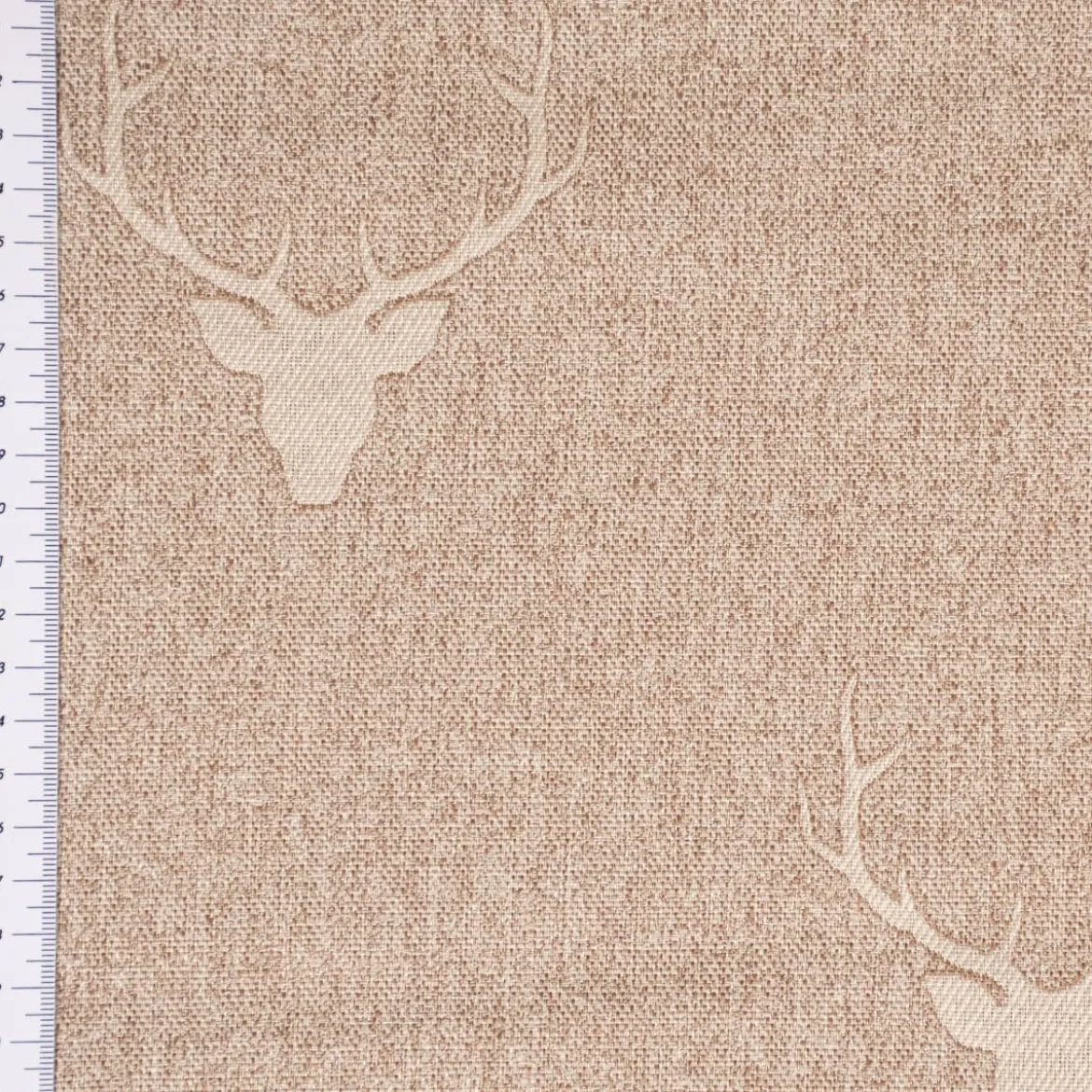 SCHÖNER LEBEN. Tischläufer Jacquard Hirschkopf mit Geweih beige hellbeige 40x160cm