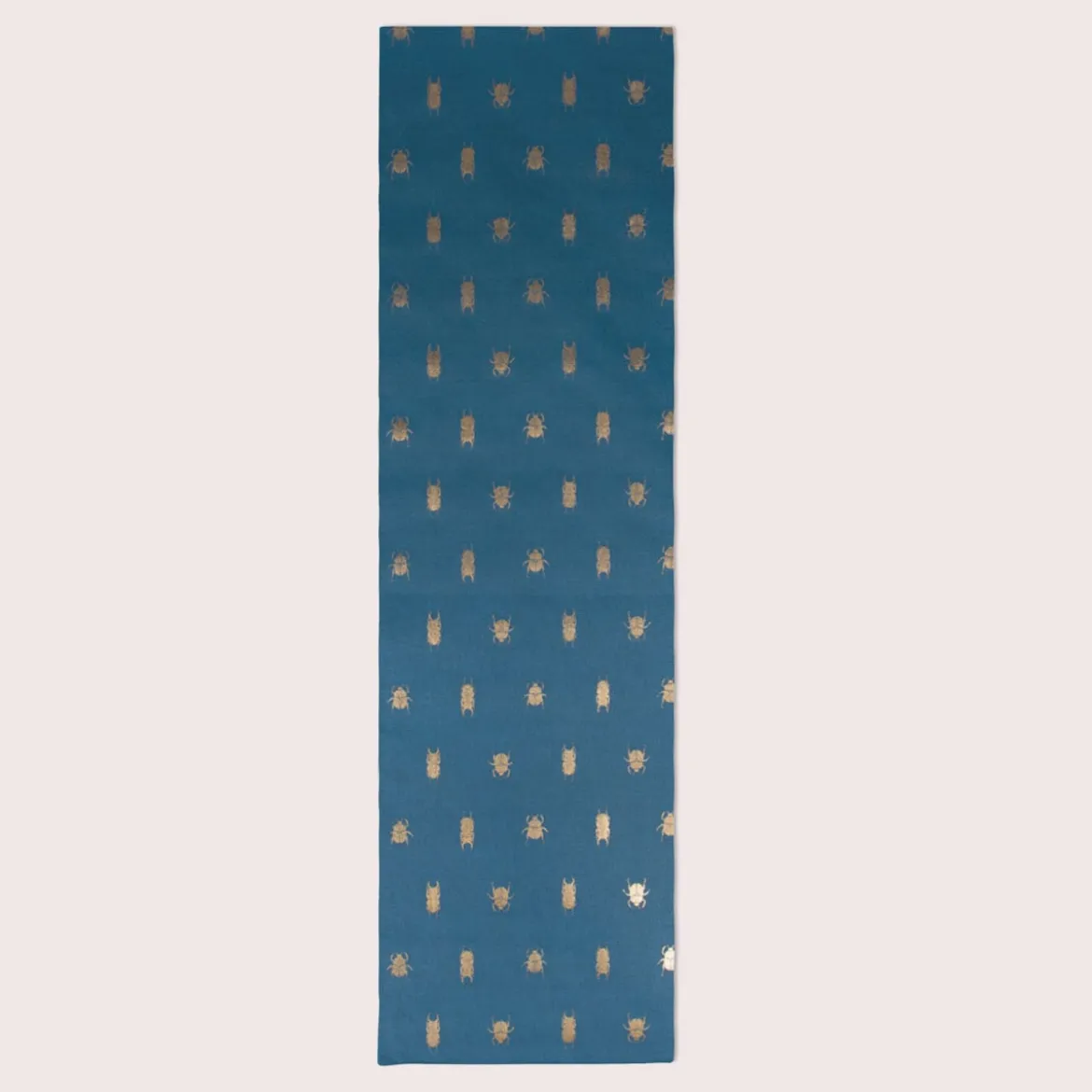 SCHÖNER LEBEN. Tischläufer Käfer blau gold metallic 40x160cm
