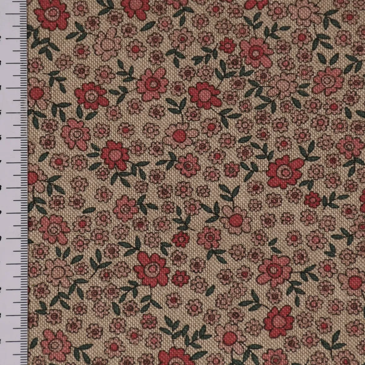 SCHÖNER LEBEN. Tischläufer Leinenlook Sweet Daisy Allover Blümchen natur rosa grün 40x160cm