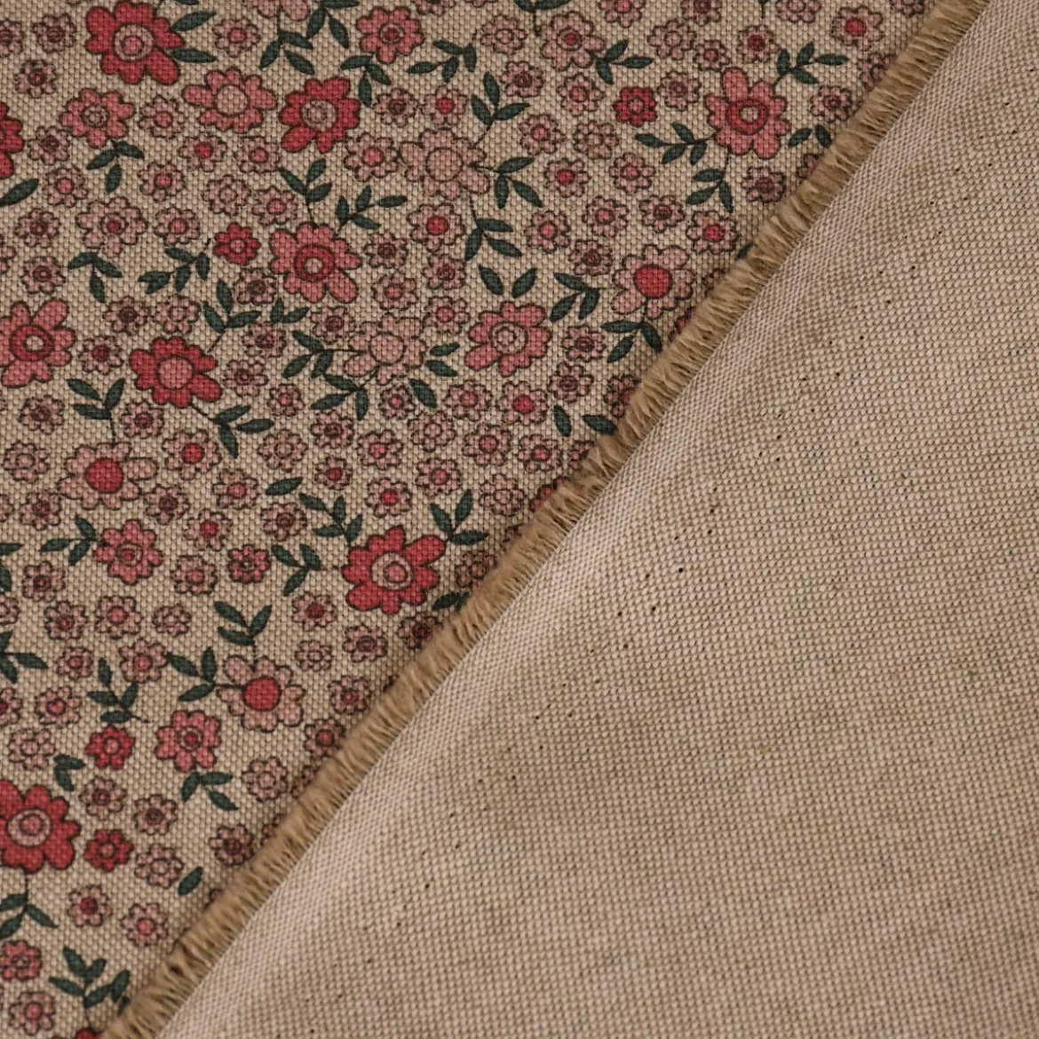 SCHÖNER LEBEN. Tischläufer Leinenlook Sweet Daisy Allover Blümchen natur rosa grün 40x160cm