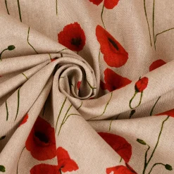 SCHÖNER LEBEN. Tischläufer Leinenlook Poppy Field Mohnblumen natur rot 40x160cm