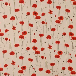 SCHÖNER LEBEN. Tischläufer Leinenlook Poppy Field Mohnblumen natur rot 40x160cm