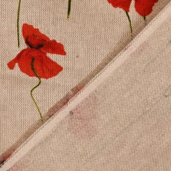 SCHÖNER LEBEN. Tischläufer Leinenlook Poppy Field Mohnblumen natur rot 40x160cm