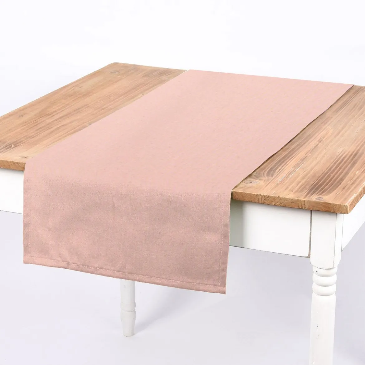 SCHÖNER LEBEN. Tischläufer Leinenlook uni rosa 40x160cm