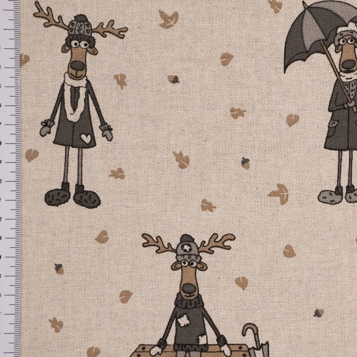 SCHÖNER LEBEN. Tischläufer Leinenlook Moose Winter Elche Love natur grau beige 40x160cm