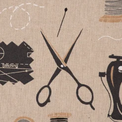 SCHÖNER LEBEN. Tischläufer Leinenlook Sewing Atelier Nähzubehör natur schwarz 40x160cm