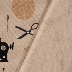 SCHÖNER LEBEN. Tischläufer Leinenlook Sewing Atelier Nähzubehör natur schwarz 40x160cm