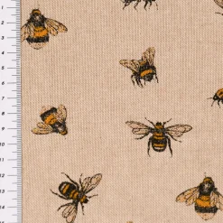 SCHÖNER LEBEN. Tischläufer Leinenlook Bee Buzzing Bienen Hummeln natur gelb 40x160cm