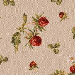 SCHÖNER LEBEN. Tischläufer Leinenlook Strawberrys Growing Erdbeeren natur rot grün 40x160cm