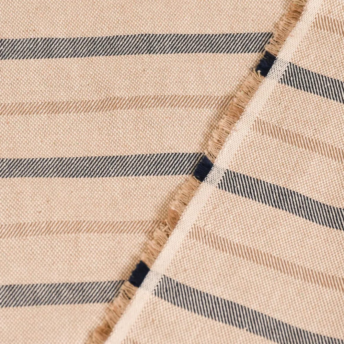SCHÖNER LEBEN. Tischläufer Leinenlook Riviera Stripe Small Streifen natur blau 40x160cm