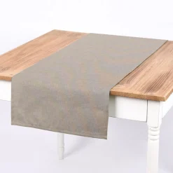 SCHÖNER LEBEN. Tischläufer Leinenlook meliert uni grau 40x160cm