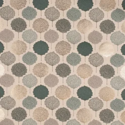 SCHÖNER LEBEN. Tischläufer Leinenlook Blätter Blattskelett natur grün goldmetallic 40x160cm