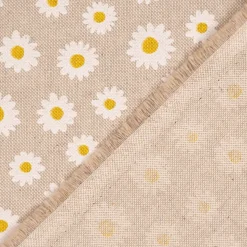 SCHÖNER LEBEN. Tischläufer Leinenlook Daisy Sweet Garden Gänseblümchen Blüten natur weiß 40x160cm