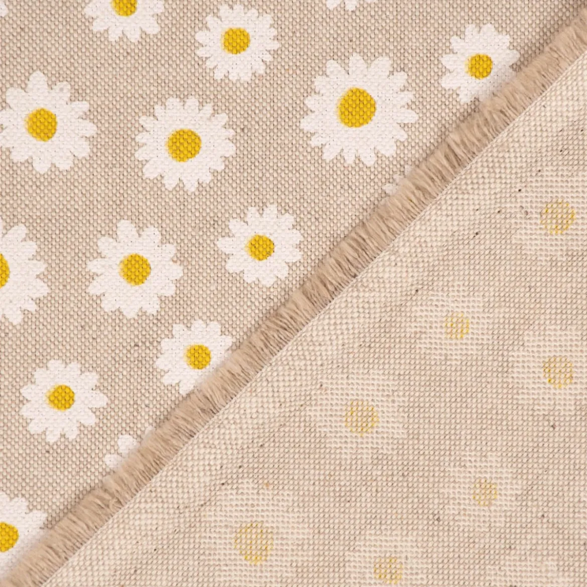 SCHÖNER LEBEN. Tischläufer Leinenlook Daisy Sweet Garden Gänseblümchen Blüten natur weiß 40x160cm