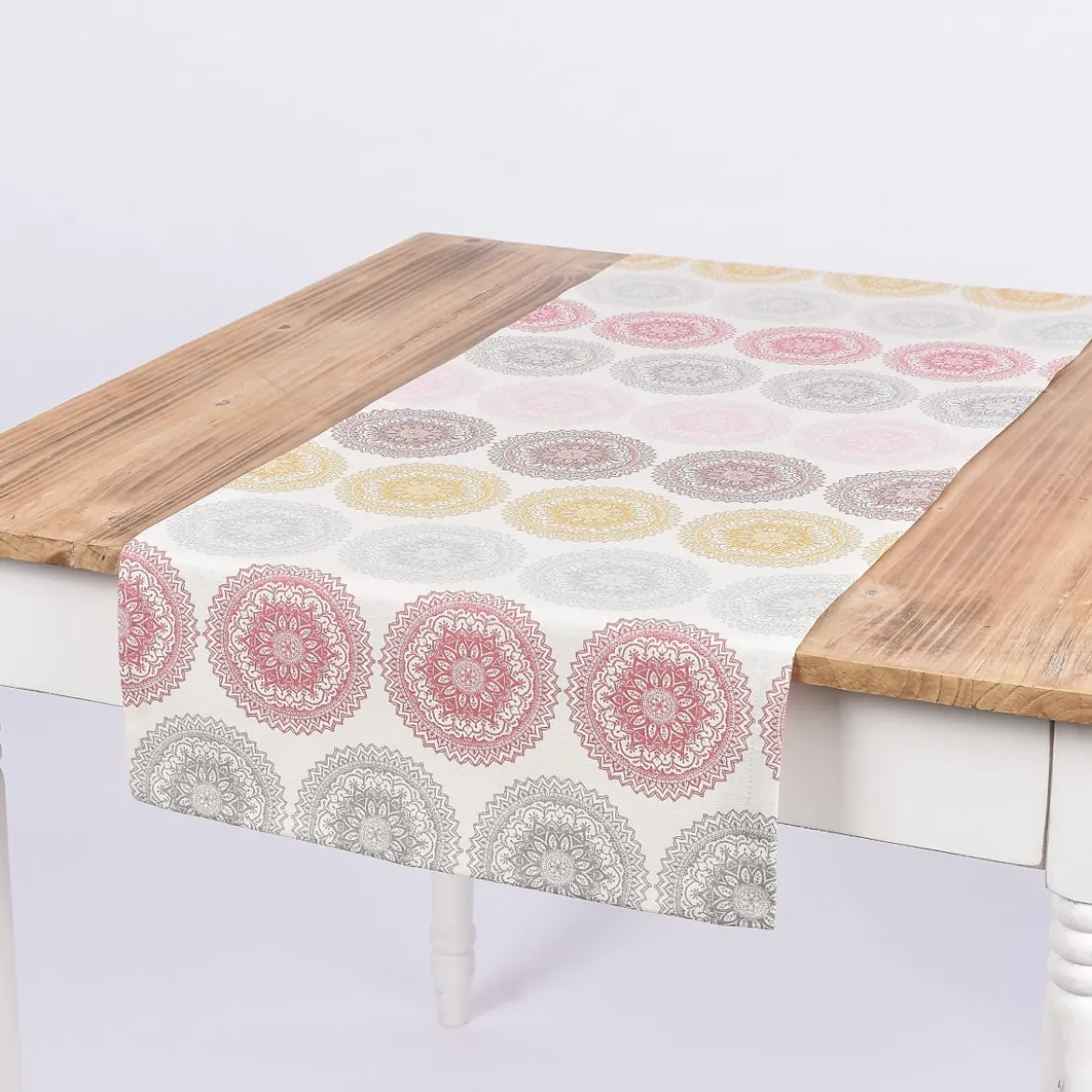 Schöner Leben Tischläufer Mandala Ornament Kreise beige bunt pastell 40x160cm