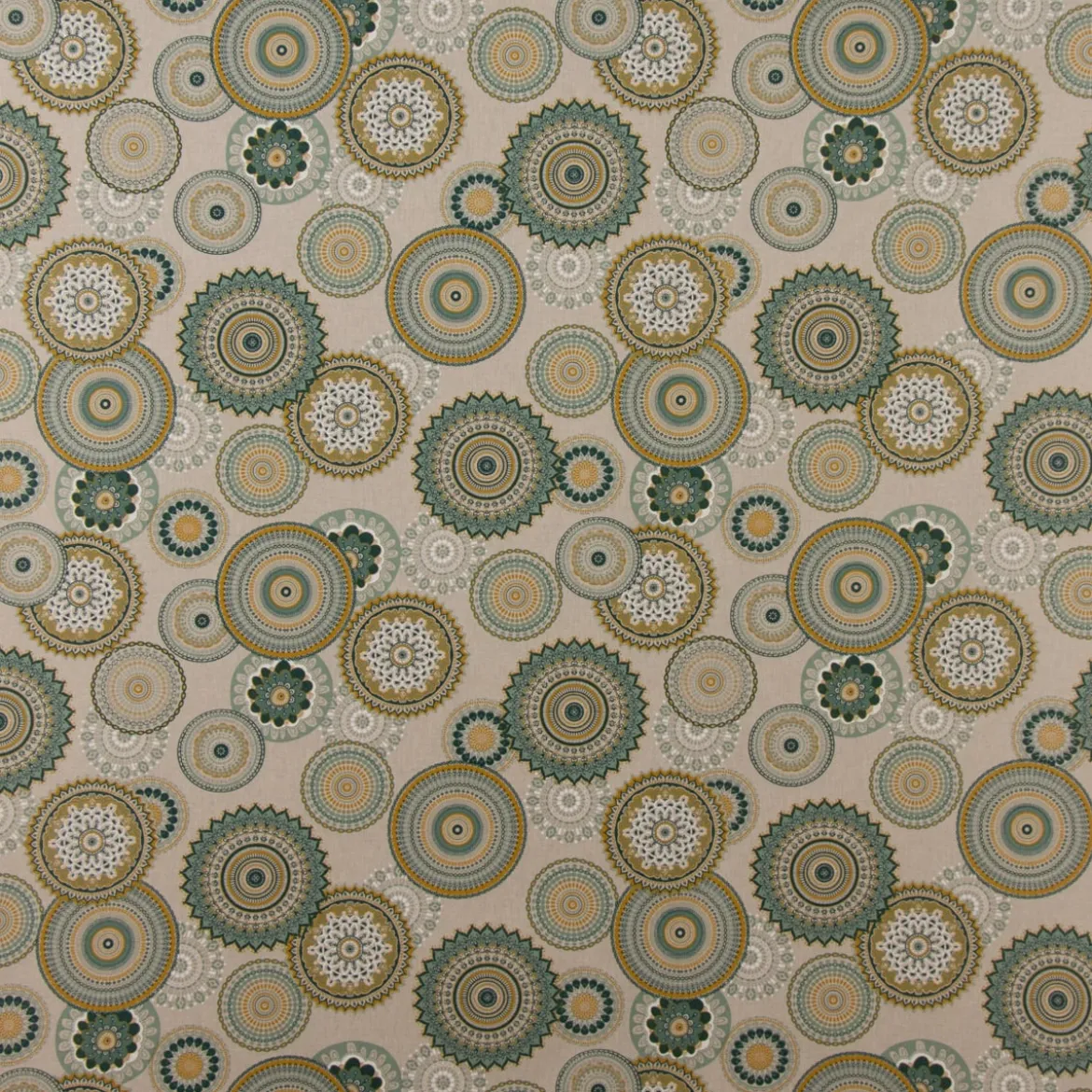 SCHÖNER LEBEN. Tischläufer Mandalas natur grün 40x160cm