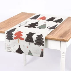 SCHÖNER LEBEN. Tischläufer Merry Christmas Tannenbaum Weihnachtsbaum ecru schwarz rot 40x160cm