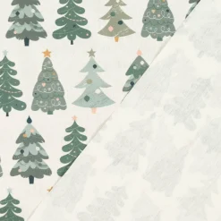 SCHÖNER LEBEN. Tischläufer Merry Christmas Weihnachtsbäume ecru altgrün 40x160cm