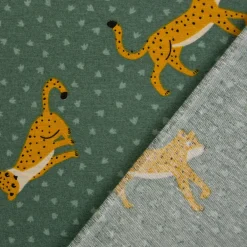 SCHÖNER LEBEN. Tischläufer Ottoman Leopard Punkte grün gelb 40x160cm