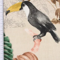 SCHÖNER LEBEN. Tischläufer Outdoor Palmen Papagei Flamingo beige bunt 40x160cm