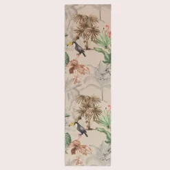 SCHÖNER LEBEN. Tischläufer Outdoor Palmen Papagei Flamingo beige bunt 40x160cm