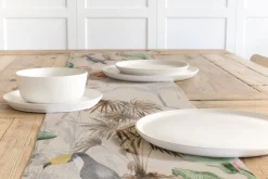 SCHÖNER LEBEN. Tischläufer Outdoor Palmen Papagei Flamingo beige bunt 40x160cm